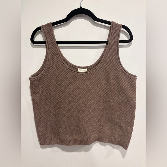 Gentle Fawn Brown Ribbed Knit Tank Top Sleeveless Minimalist Size M - Picture 2 of 7